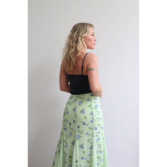 1990's Vintage April Cornell Spring Florals Skirt // Women's Medium to Large - Picture 6 of 11